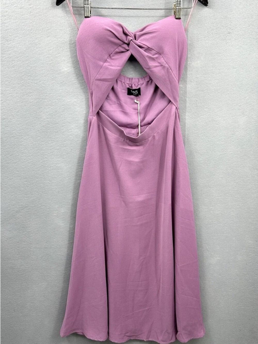 VICI Lavender Pink Strapless Twist Cutout Midi Dress